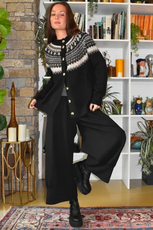 Ferguson Fair Isle Cardigan Black